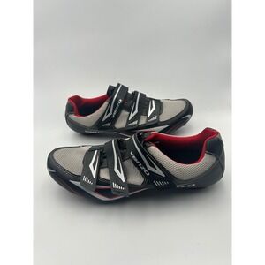 Venzo MX Cycling Shoes Mens 11 Grey Black Red SPD Cleats 3-Strap Road MTB Bike